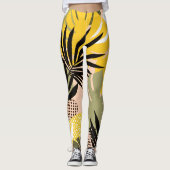 Moderne Abstracte Tropische Bladeren & Stippen Leggings (Voorkant)