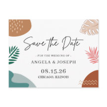 Moderne Abstracte Tropische bruiloft sparen de Dat