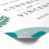 Moderne Abstracte tropische bruiloft Welkomstbord Poster (Hoek)