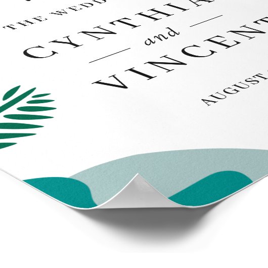 Moderne Abstracte tropische bruiloft Welkomstbord Poster (Hoek)