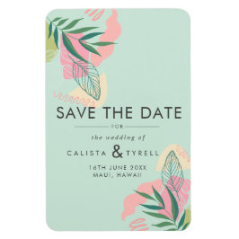 Moderne Abstracte tropische neo-mint & roze sparen Magneet