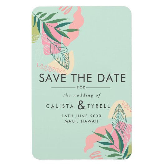 Moderne Abstracte tropische neo-mint & roze sparen Magneet (Verticaal)