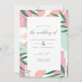 Moderne Abstracte tropische rillingen bruiloft Kaart (Voorkant)