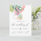 Moderne Abstracte tropische rillingen bruiloft Kaart (Staand voorkant)