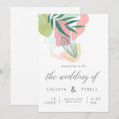 Moderne Abstracte tropische rillingen bruiloft Kaart (Voorkant / Achterkant)