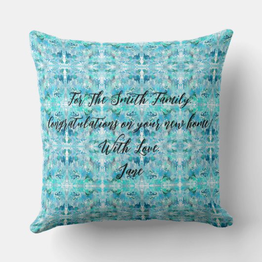 Moderne Abstracte Turkooisen Op Maat Gemaakte Teks Kussen (Achterkant)