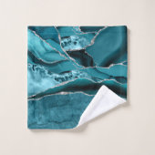 Moderne Abstracte Turquoise Blauwe Agaat Zilver Gl Bad Handdoek (Wasdoekje)