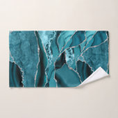 Moderne Abstracte Turquoise Blauwe Agaat Zilver Gl Bad Handdoek (Handdoek)