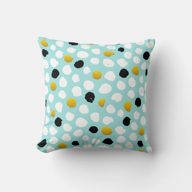 "Moderne Abstracte Turquoise en Mosterd Sierkussen (Voorkant)