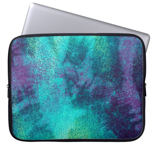 Moderne Abstracte Turquoise en Paarse Laptop Hoes (Voorkant)
