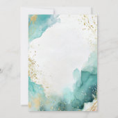 Moderne Abstracte Turquoise Gouden Strand Bruiloft Kaart (Achterkant)