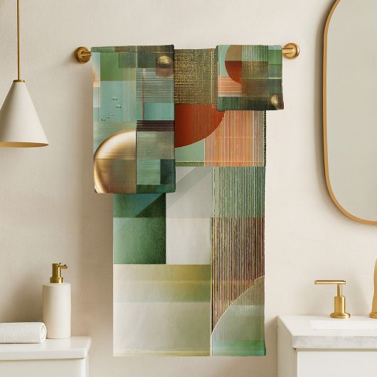 Moderne Abstracte Turquoise Groen Gouden Patroon Bad Handdoek