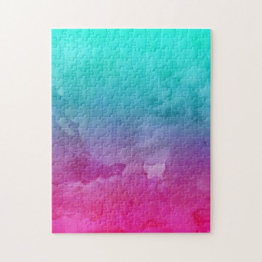 Moderne abstracte turquoise roze gradiënt waterver legpuzzel (Verticaal)