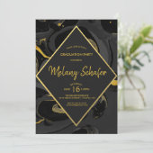 Moderne Abstracte uitnodiging voor marmer Afstuder (Staand voorkant)