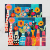Moderne Abstracte Vaas met Bloemen Briefkaart (Voorkant / Achterkant)