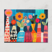 Moderne Abstracte Vaas met Bloemen Briefkaart (Voorkant)