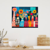 Moderne abstracte vaas met bloemen poster (Keuken)
