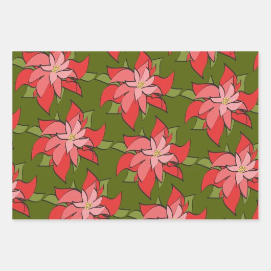 Moderne Abstracte vakantie in Red Poinsettia Inpakpapier Vel (Voorkant 2)