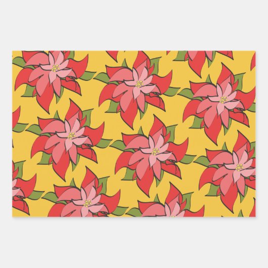Moderne Abstracte vakantie in Red Poinsettia Inpakpapier Vel (Voorkant)