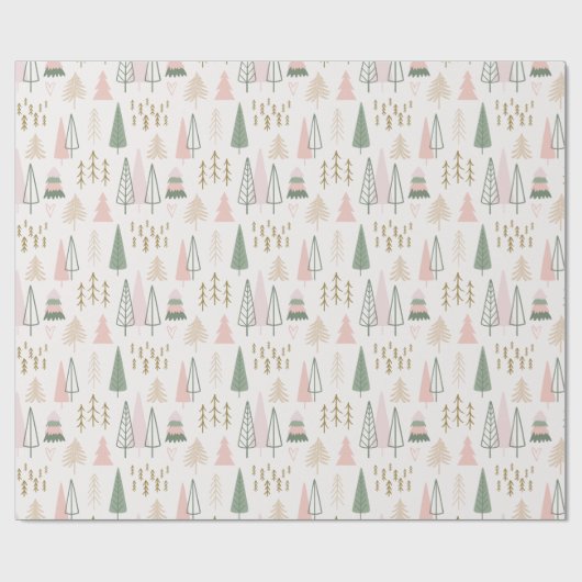 Moderne Abstracte vakantiebomen Cream Christmas Cadeaupapier (Vlak)