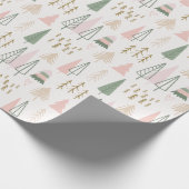 Moderne Abstracte vakantiebomen Cream Christmas Cadeaupapier (Hoek)