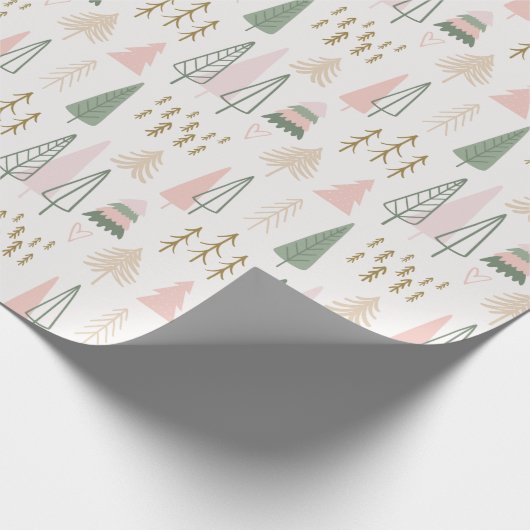 Moderne Abstracte vakantiebomen Cream Christmas Cadeaupapier (Hoek)