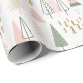 Moderne Abstracte vakantiebomen Cream Christmas Cadeaupapier (Rol Hoek)