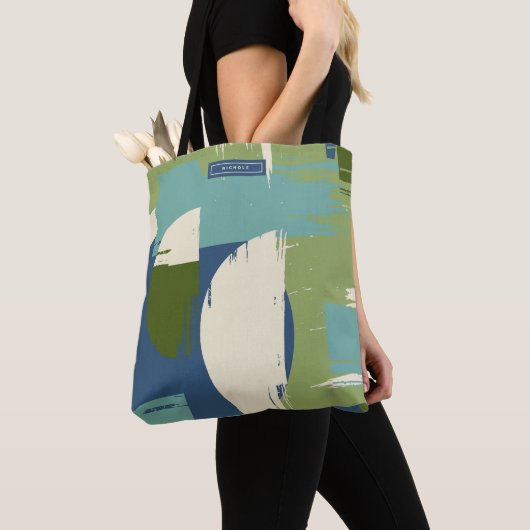 Moderne Abstracte veelkleurige Tote Bag (Dichtbij)