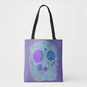Moderne Abstracte ventilatorkunst Paars Tote Bag