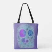 Moderne Abstracte ventilatorkunst Paars Tote Bag (Achterkant)