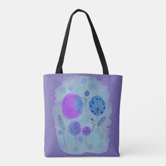 Moderne Abstracte ventilatorkunst Paars Tote Bag (Achterkant)