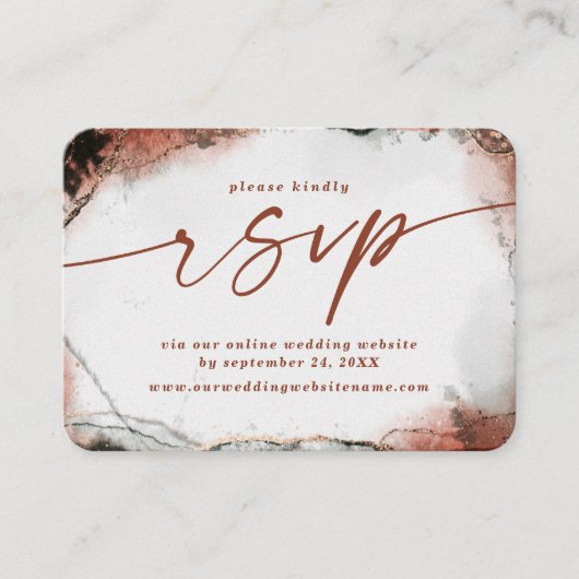 Moderne Abstracte verbrande Oranje trouwwebsite RS Informatiekaartje (Voorkant)