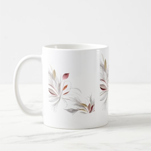 Moderne Abstracte veren bladeren - minimalistische Koffiemok (Links)