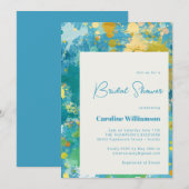 Moderne Abstracte verf Cool Blue Vrijgezellenfeest Kaart (Voorkant / Achterkant)