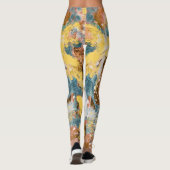 Moderne Abstracte verf Geel Blauwgroen Gold White Leggings (Achterkant)