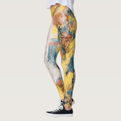 Moderne Abstracte verf Geel Blauwgroen Gold White Leggings (Links)