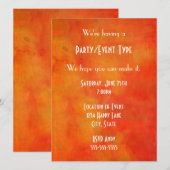 Moderne Abstracte verf in Oranje Generische Partij Kaart (Voorkant / Achterkant)