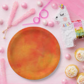 Moderne Abstracte verf in Oranje Papieren Bordje (Feest)