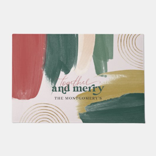 Moderne Abstracte verf | Kerst van monogram Deurmat (Voorkant)
