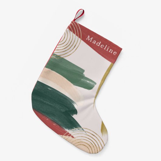 Moderne Abstracte verf | Kerst van monogram Kleine Kerstsok (Voorkant (Hangend))