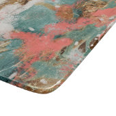 Moderne Abstracte verf koraal Blauwgroen Gold Whit Snijplank (Hoek)