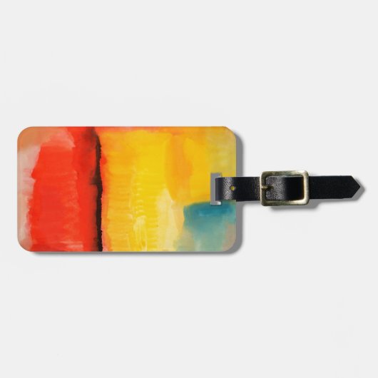 Moderne Abstracte verf met roodgeel Bagagelabel (Voorkant horizontaal)