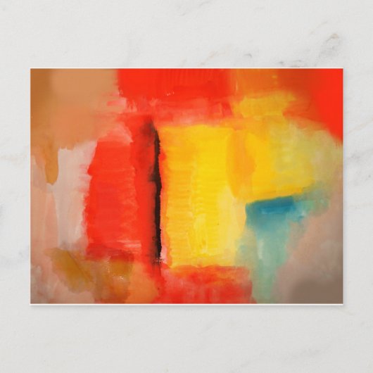 Moderne Abstracte verf met roodgeel Briefkaart (Voorkant)
