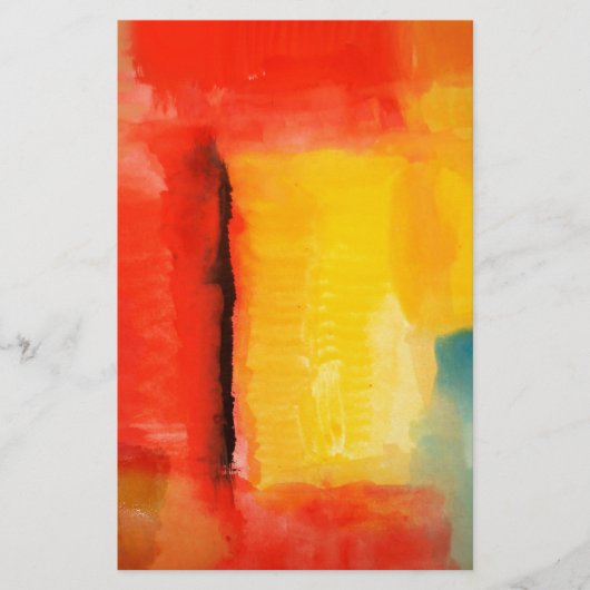 Moderne Abstracte verf met roodgeel Briefpapier (Voorkant)