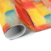 Moderne Abstracte verf met roodgeel Cadeaupapier (Rol Hoek)