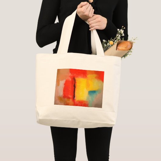 Moderne Abstracte verf met roodgeel Grote Tote Bag (Voorkant (product))