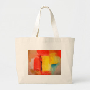 Moderne Abstracte verf met roodgeel Grote Tote Bag