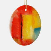 Moderne Abstracte verf met roodgeel Keramisch Ornament (Rechts)