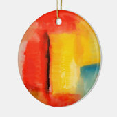 Moderne Abstracte verf met roodgeel Keramisch Ornament (Links)