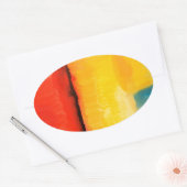 Moderne Abstracte verf met roodgeel Ovale Sticker (Envelop)